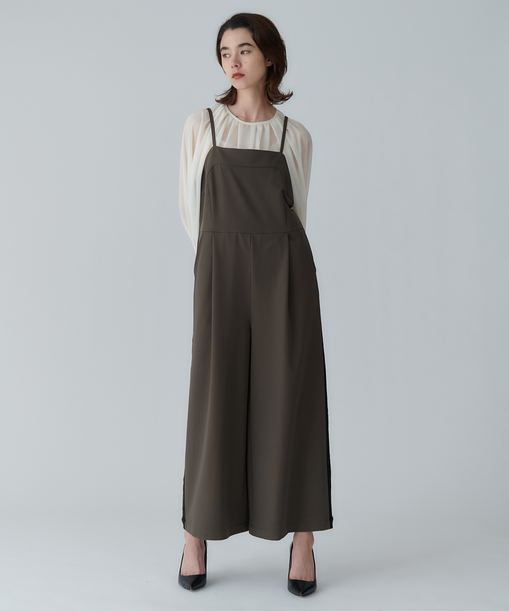 ヴェリテクール ボックスタック 切り替え サロペット サンドベージュ ヴェリテクール ボックスタック 切り替え サロペット サンドベージュ