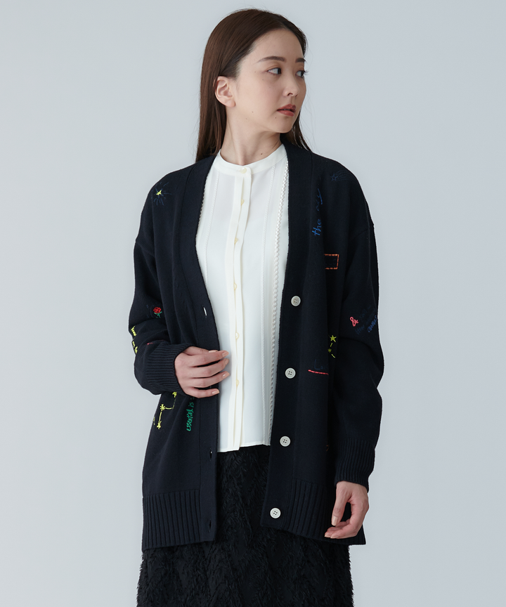 刺繍ロングカーディガン