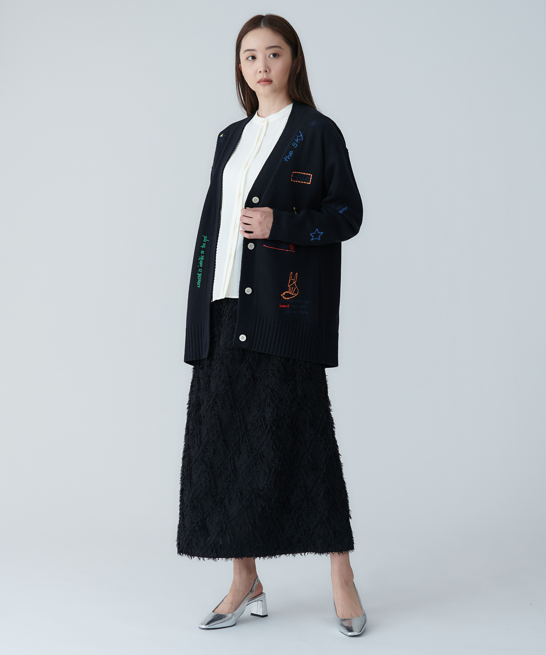 刺繍ロングカーディガン