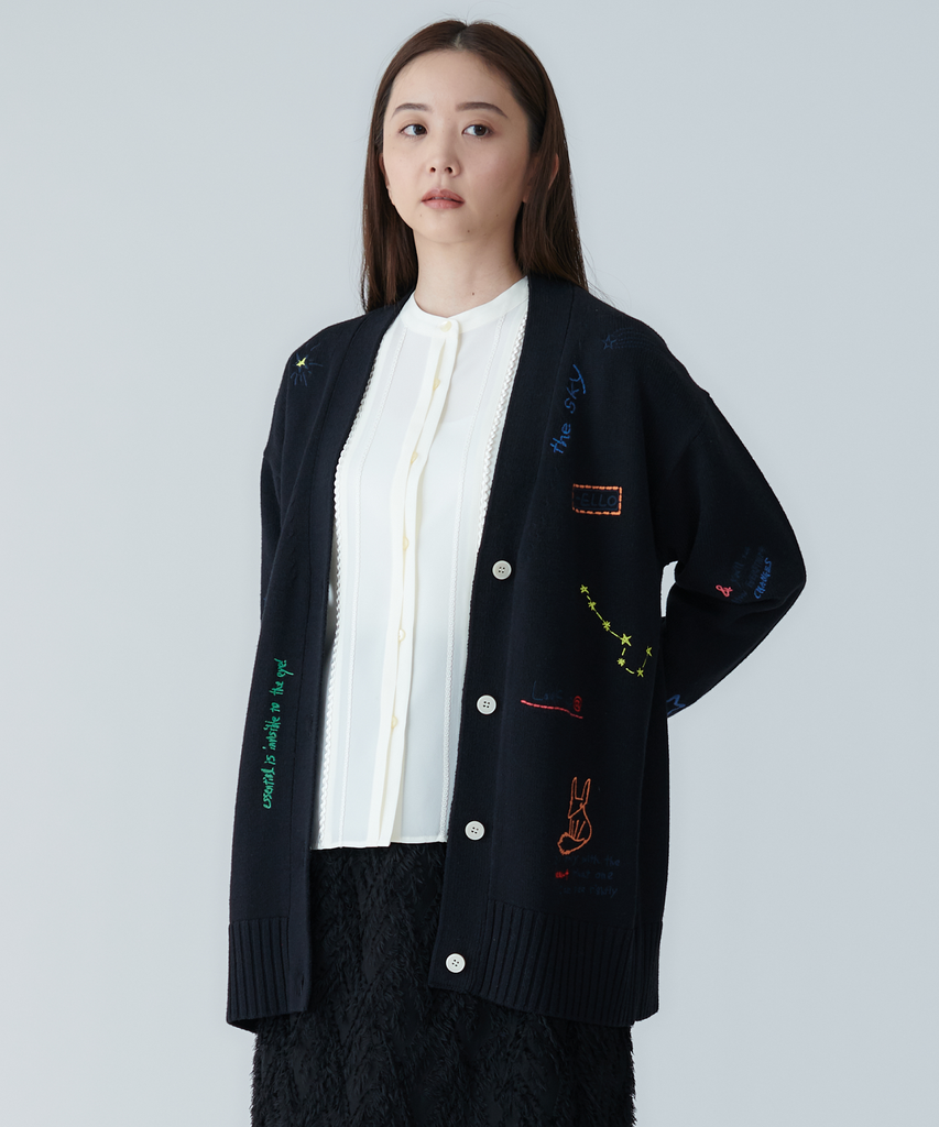 刺繍ロングカーディガン – FACE SANS FARD