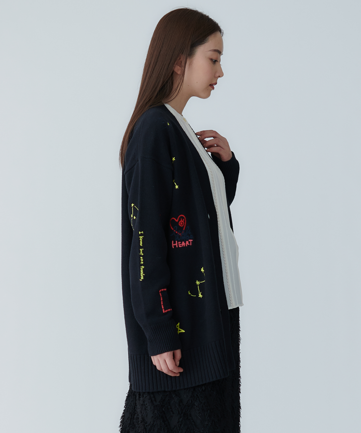 刺繍ロングカーディガン