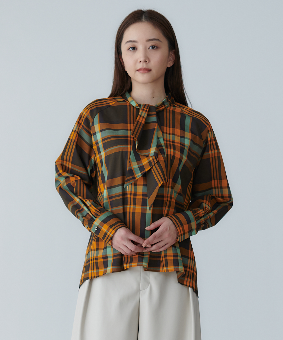 ビッグチェックボウタイブラウス – FACE SANS FARD ビッグチェックボウタイブラウス – FACE SANS FARD