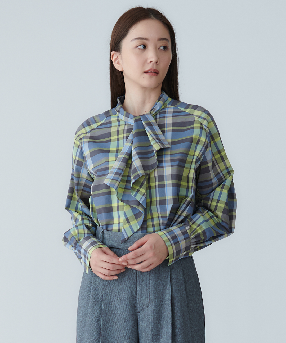 ビッグチェックボウタイブラウス – FACE SANS FARD ビッグチェックボウタイブラウス – FACE SANS FARD
