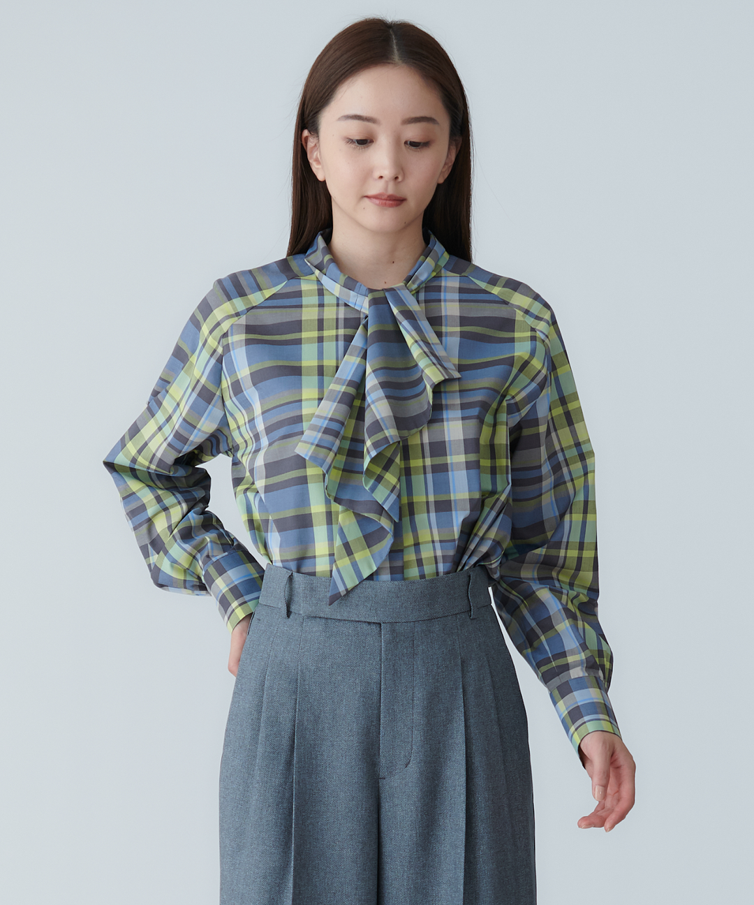 ビッグチェックボウタイブラウス – FACE SANS FARD ビッグチェックボウタイブラウス – FACE SANS FARD