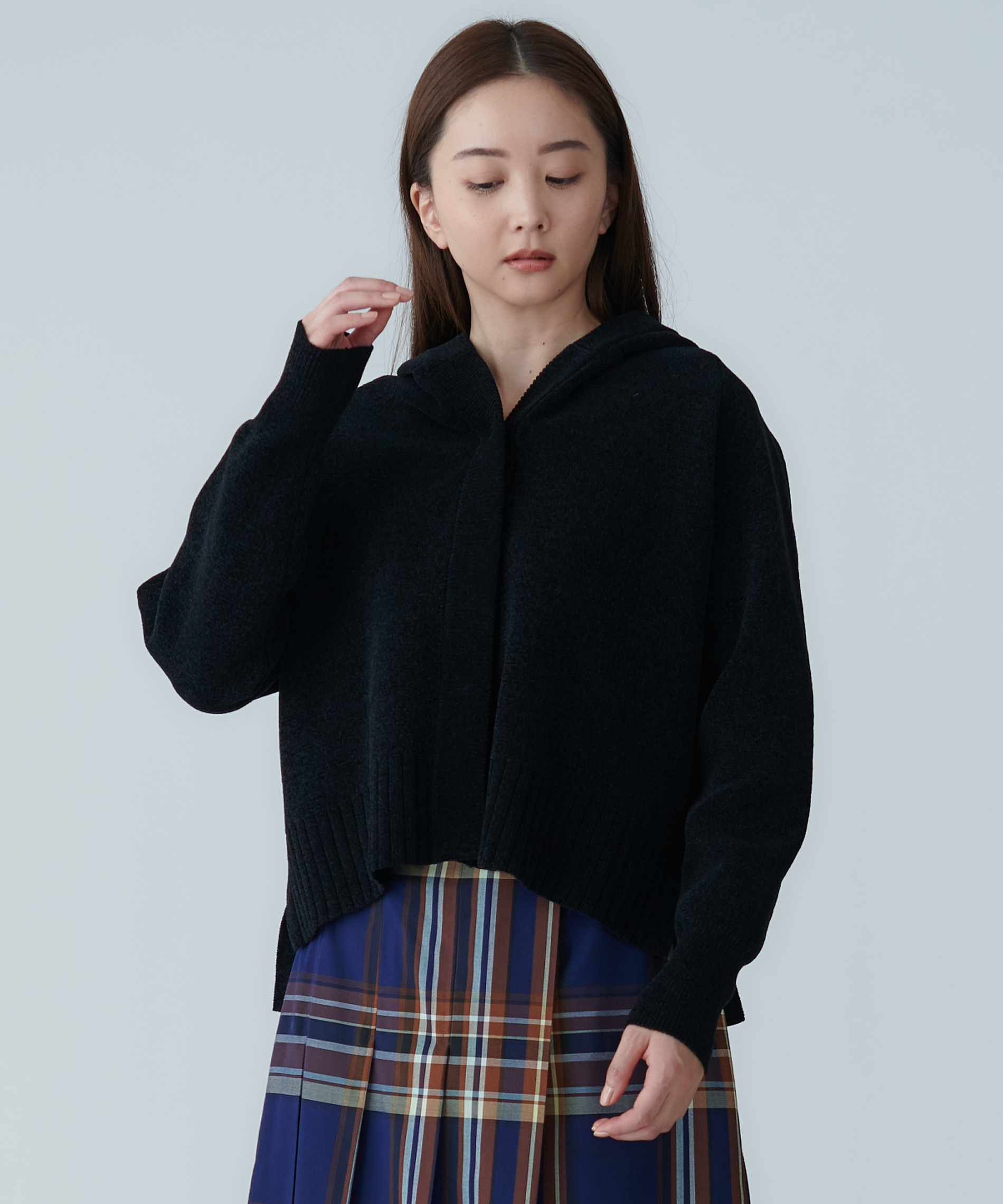 ✨美品✨vm　パラスパレス　綿麻　ニット　パーカー　配色　フード　洗える　近年 洗える》マシュマロミラノニットパーカー○セットアップ可能○【CF