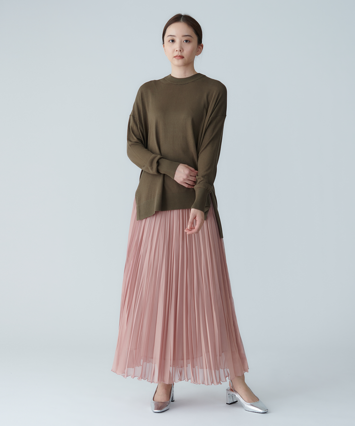クールシャンブレーシフォンプリーツスカート