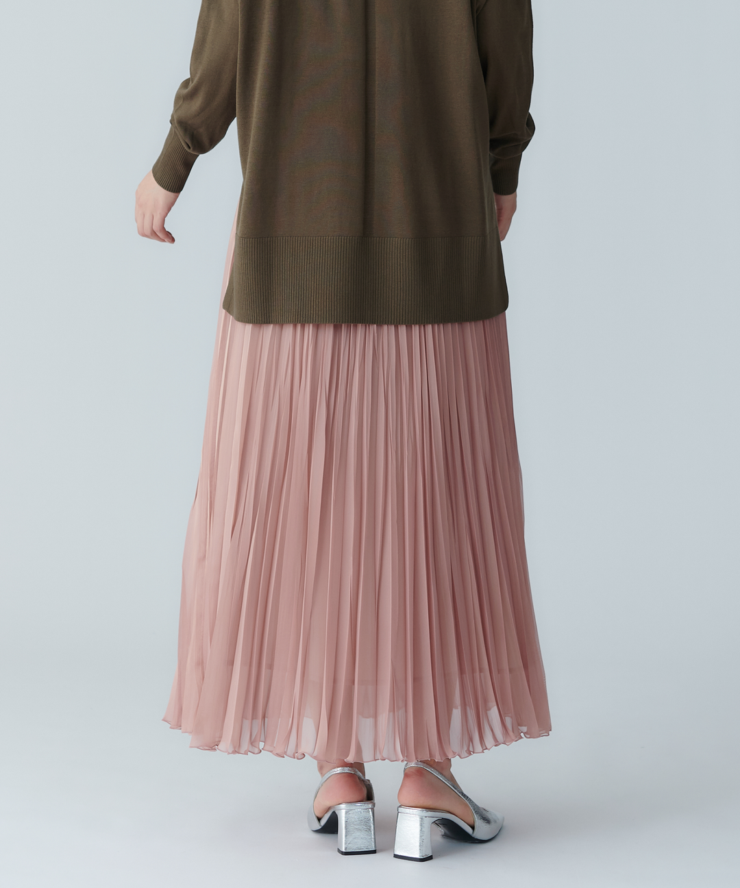 クールシャンブレーシフォンプリーツスカート