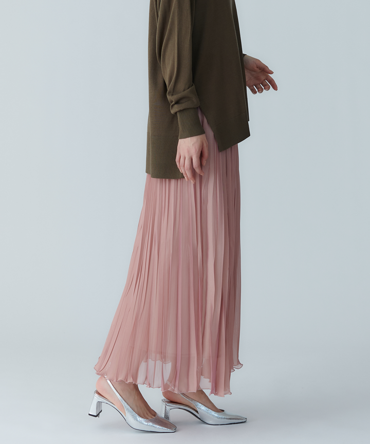 クールシャンブレーシフォンプリーツスカート