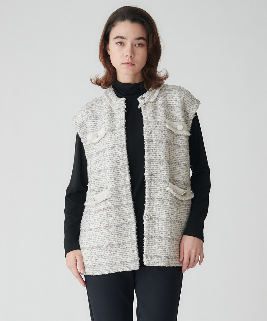 5Gツイードニットジレ – FACE SANS FARD