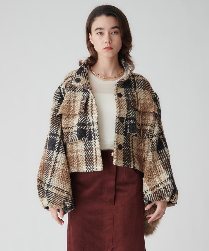 スタンドカラーショートブルゾン – FACE SANS FARD スタンドカラーショートブルゾン – FACE SANS FARD
