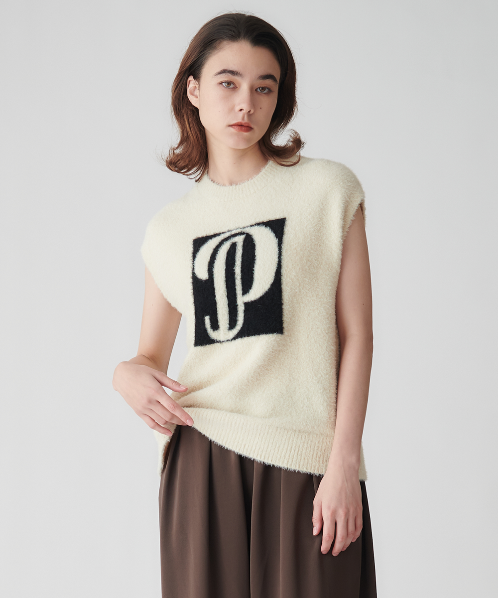 モデル H：172cm / 38 / オフホワイト×ブラック