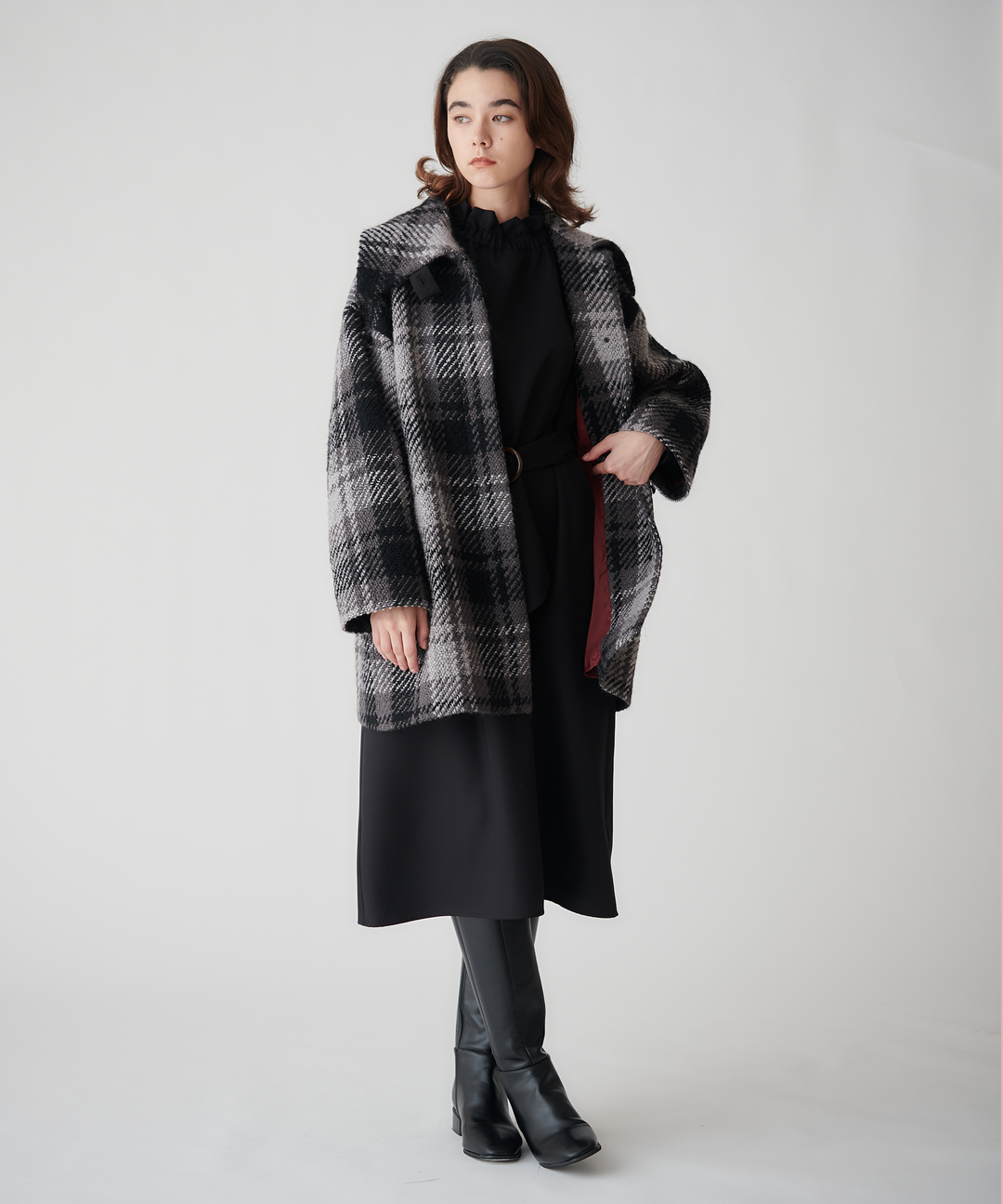 チェックステンカラーコート – FACE SANS FARD チェックステンカラーコート – FACE SANS FARD