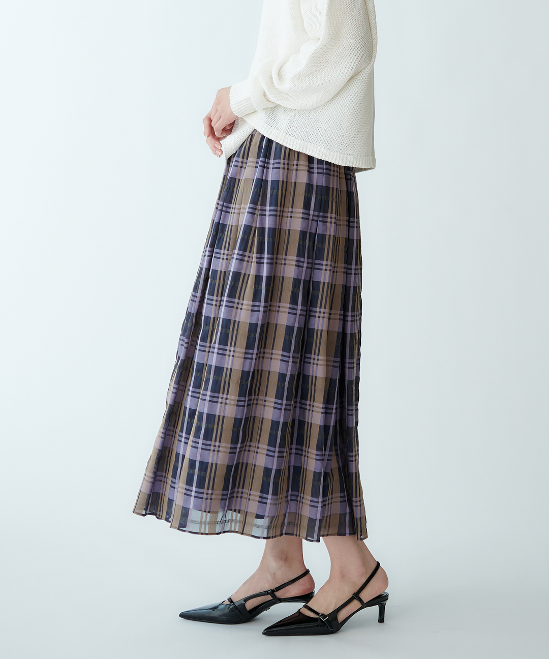 マドラスチェックフレアスカート