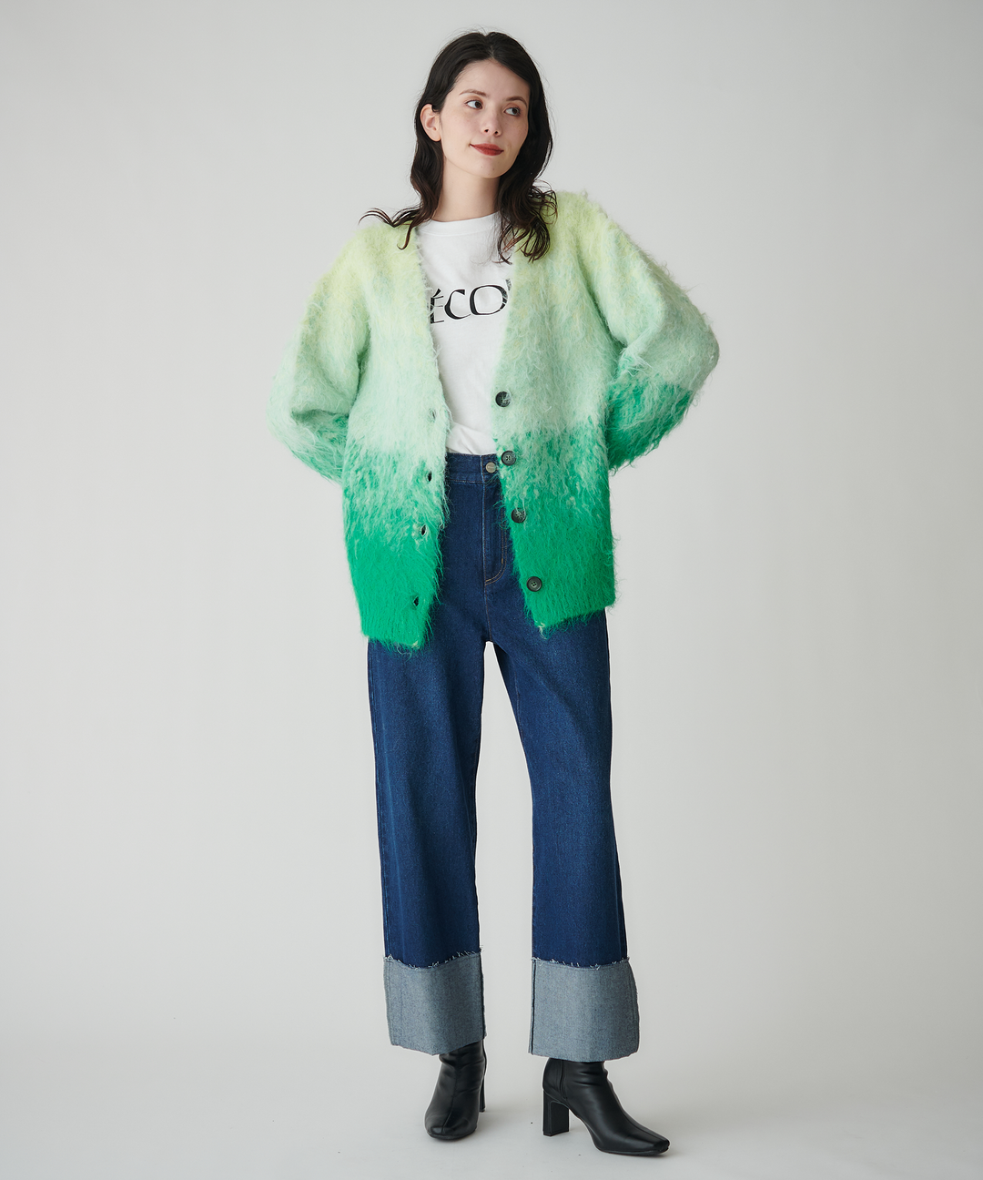 ロールアップストレートデニムパンツ