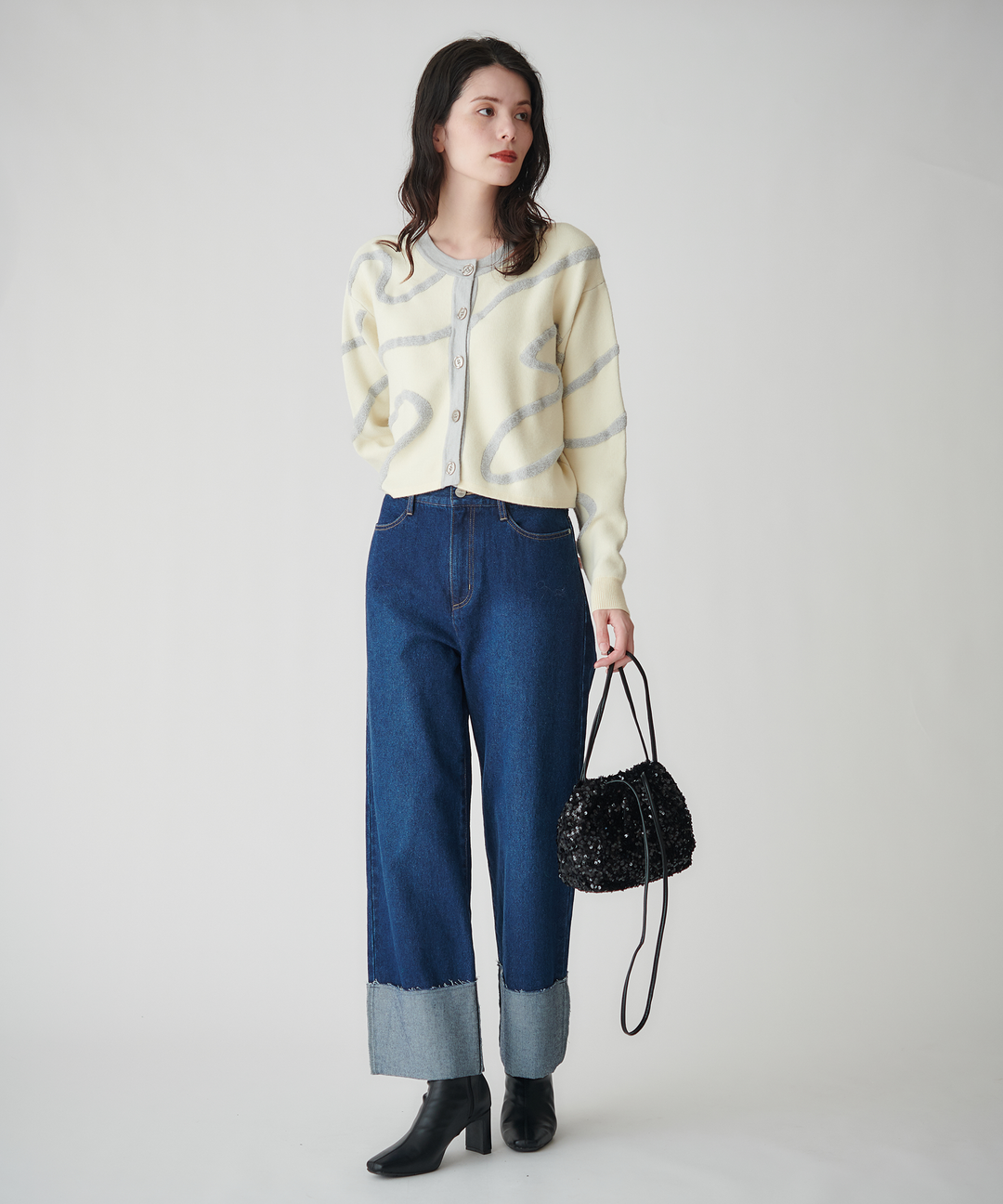 ロールアップストレートデニムパンツ