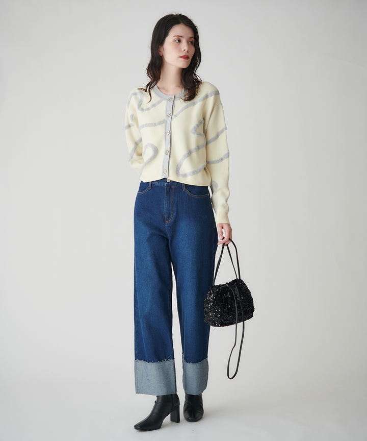 ロールアップストレートデニムパンツ
