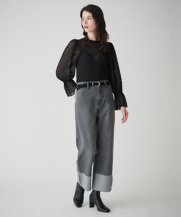 ロールアップストレートデニムパンツ
