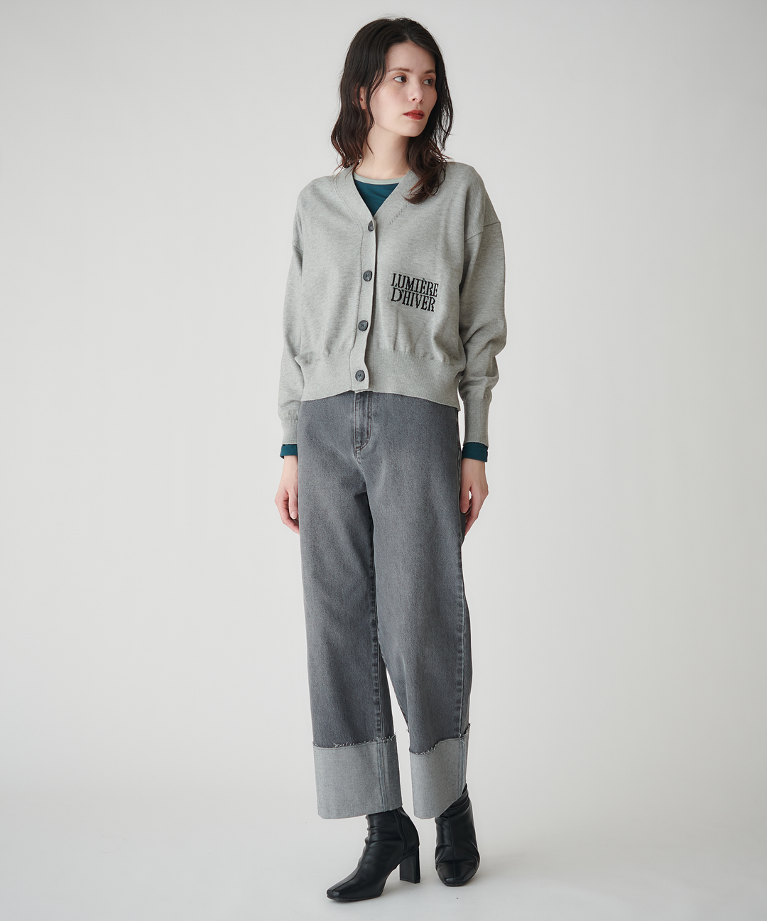 ロールアップストレートデニムパンツ