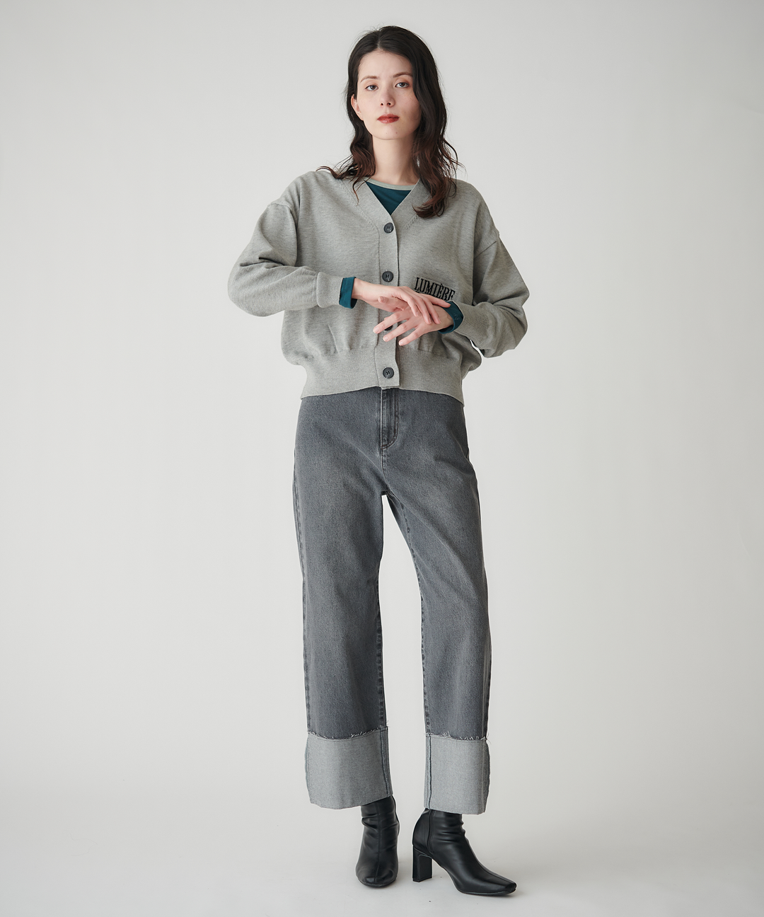 ロールアップストレートデニムパンツ