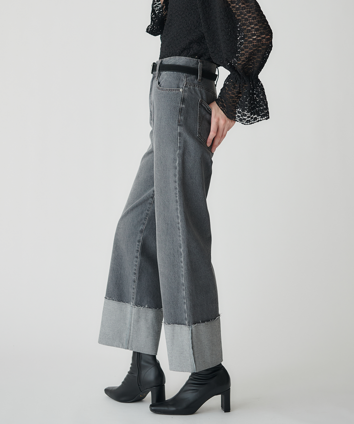 ロールアップストレートデニムパンツ