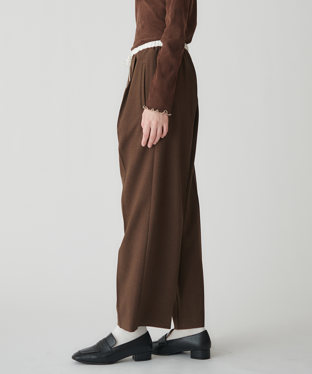 配色タックワイドパンツ