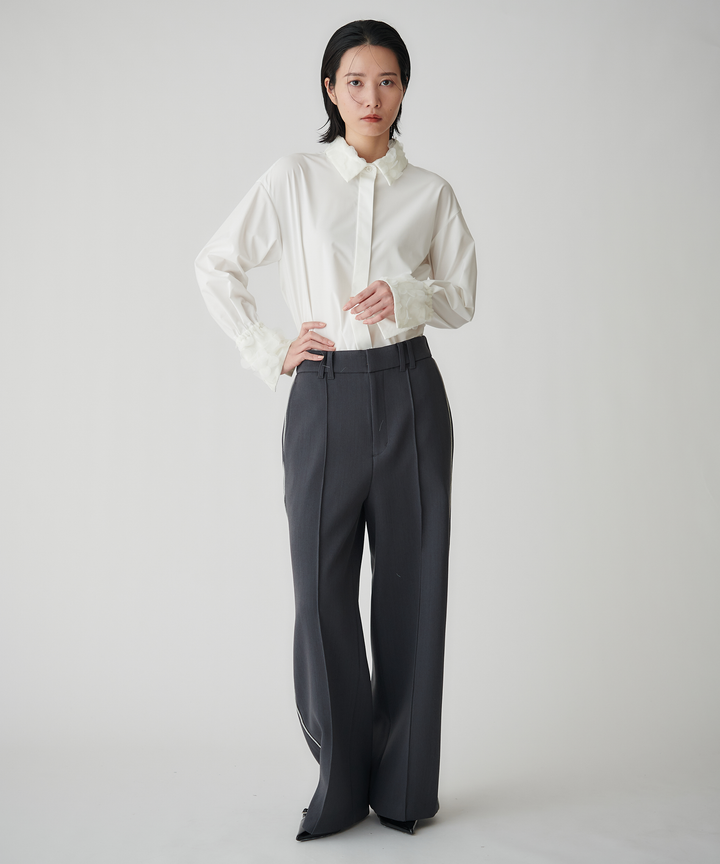 二重織ハイウエストワイドパンツ