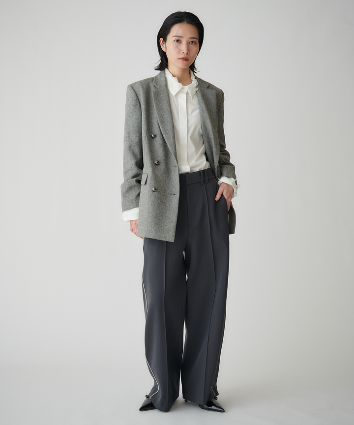 二重織ハイウエストワイドパンツ