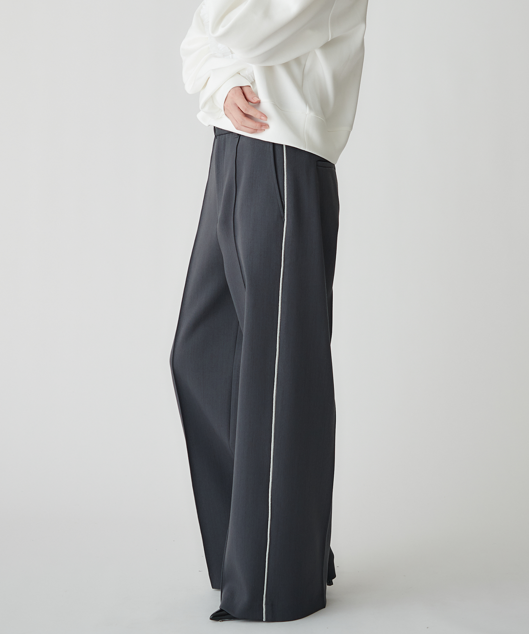二重織ハイウエストワイドパンツ