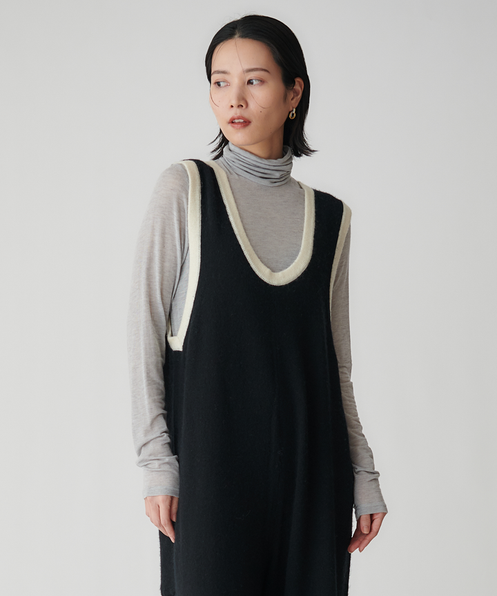 カシミアシルクシアージャージタートルネックトップス
