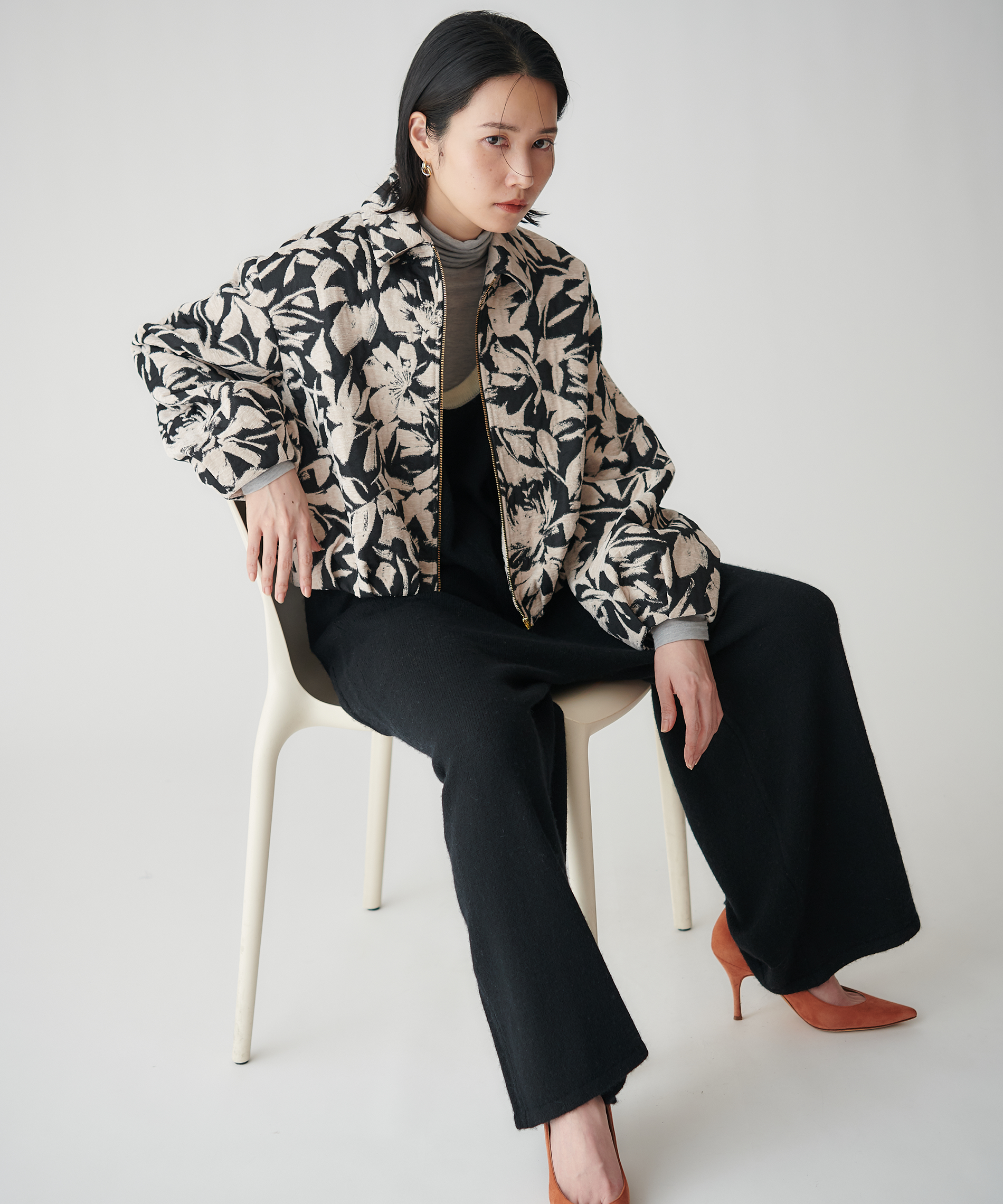 gypsohila ジャガードブルゾン　試着のみ gypsohila ジャガードブルゾン 試着のみ Jacquard Blouson Black