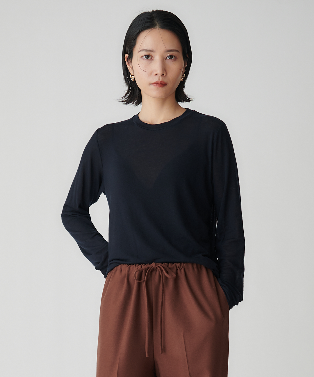 カシミアシルクシアージャージトップス
