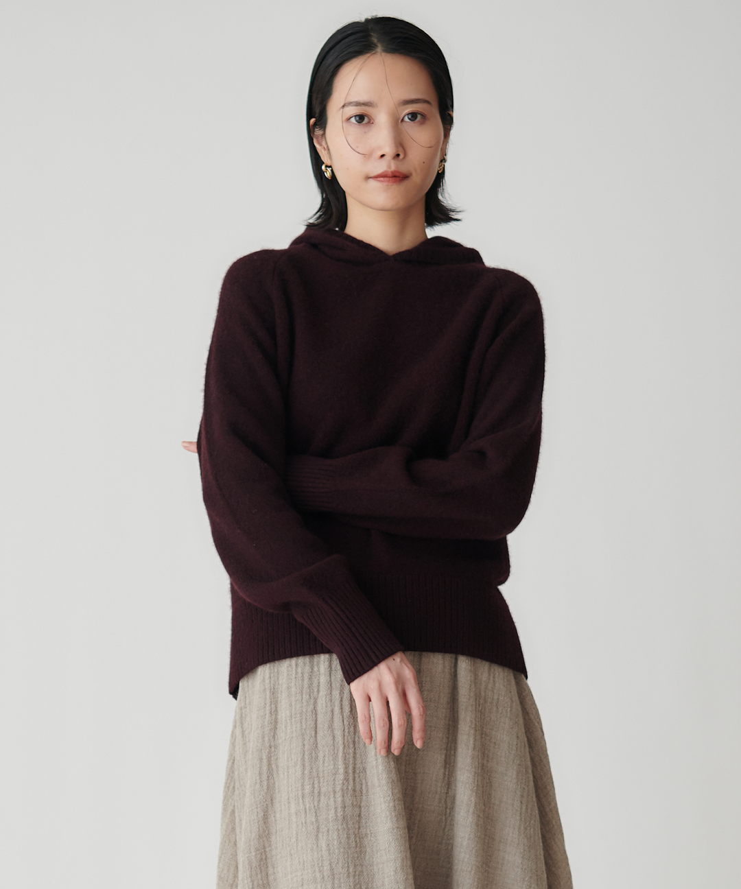 フード付きヤクニット