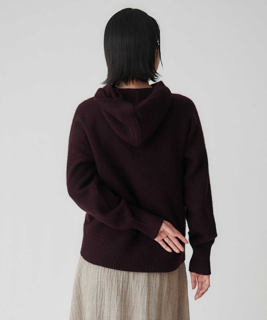 フード付きヤクニット
