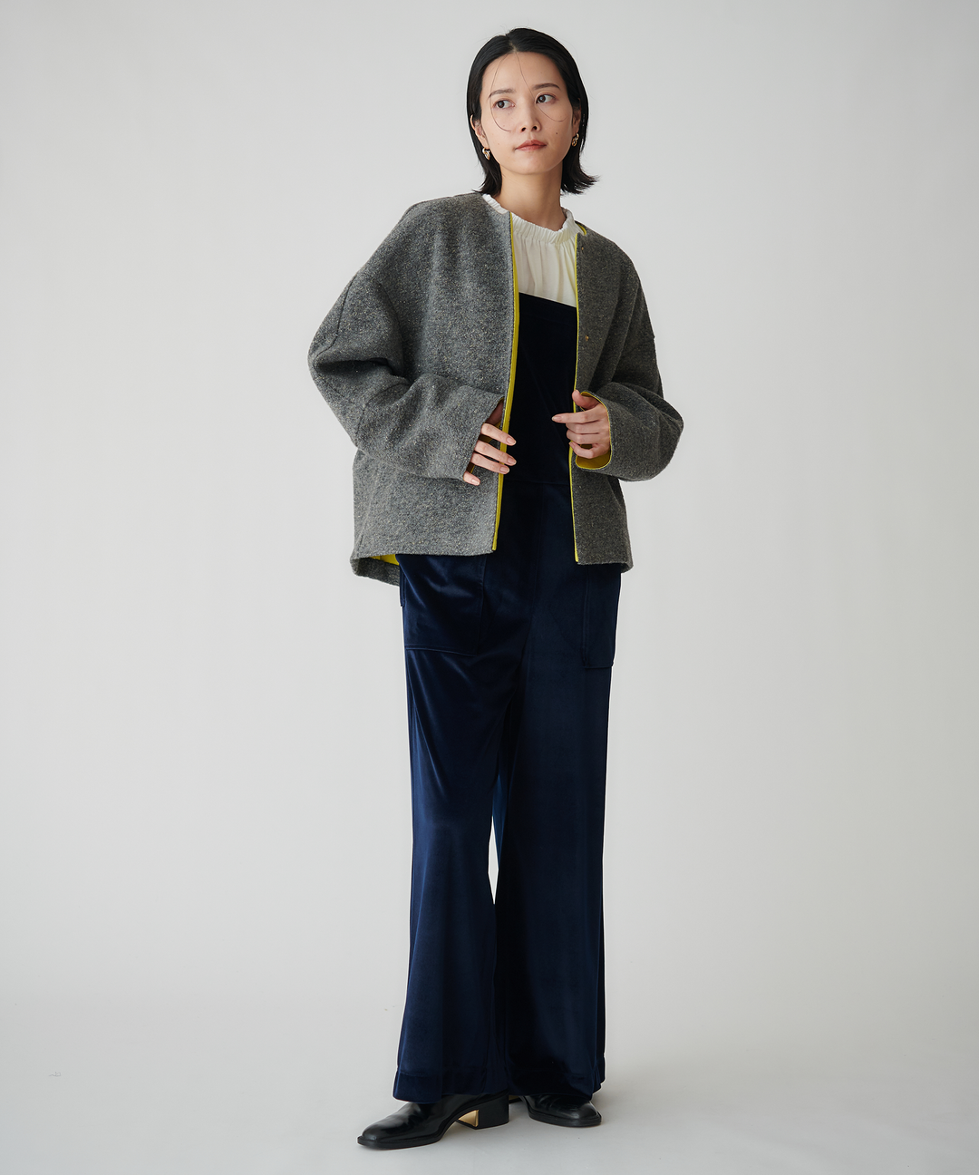 ダブルフェイスノーカラーコート