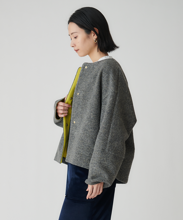 ダブルフェイスノーカラーコート