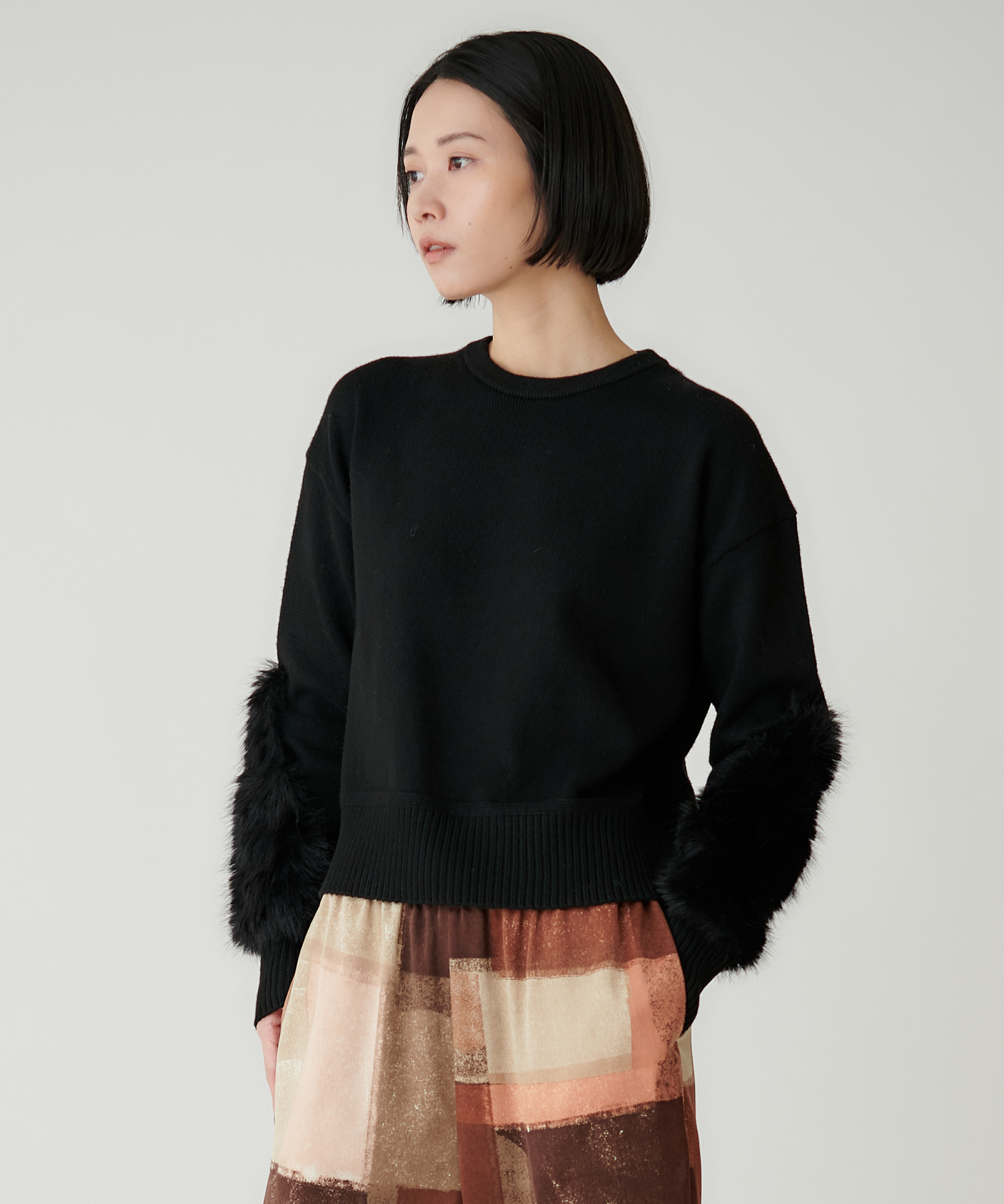 袖ファーベーシックニット – FACE SANS FARD