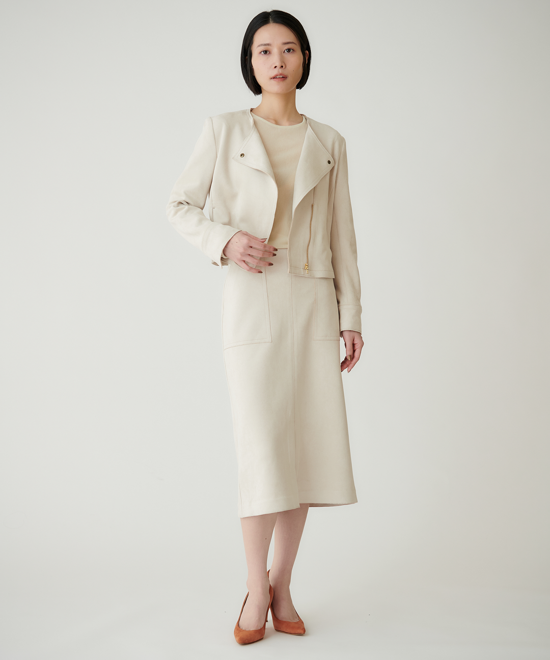 ストレッチフロントスリットスカート