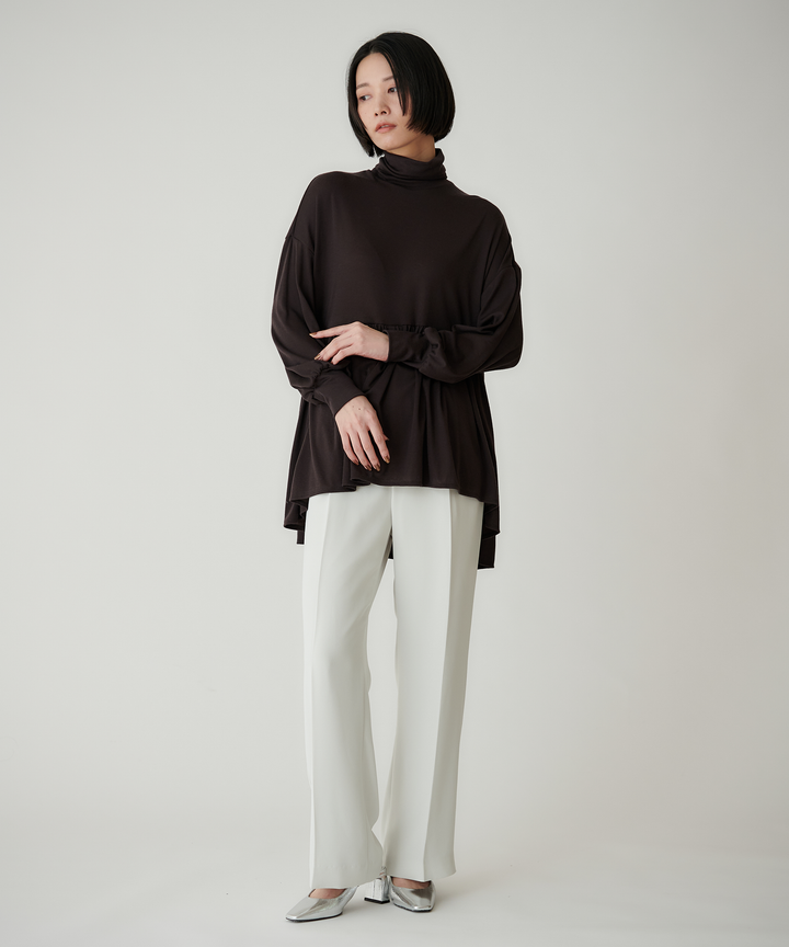 バックサテンジョーゼットパンツ