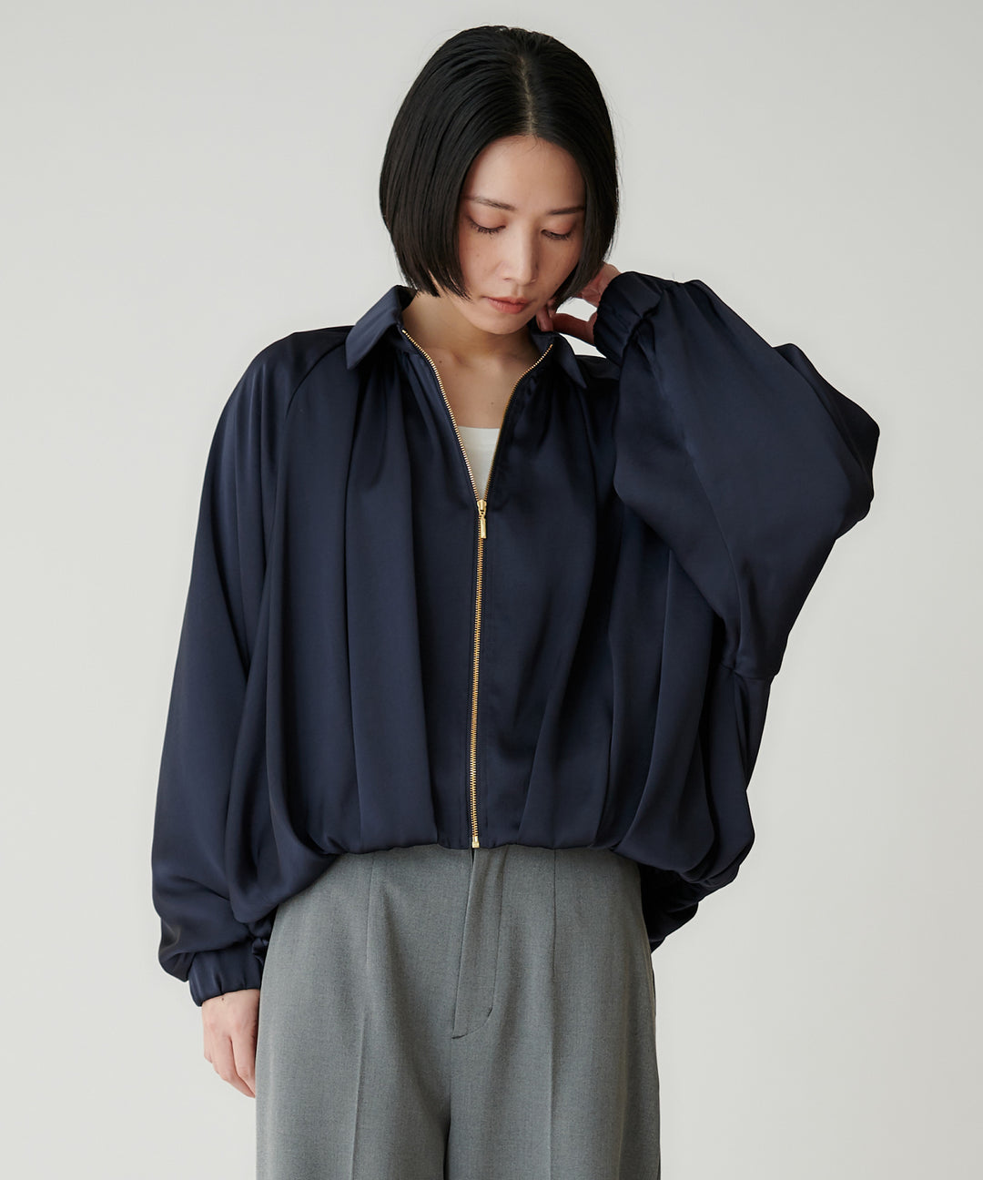 ヴィンテージサテン衿付きブルゾン