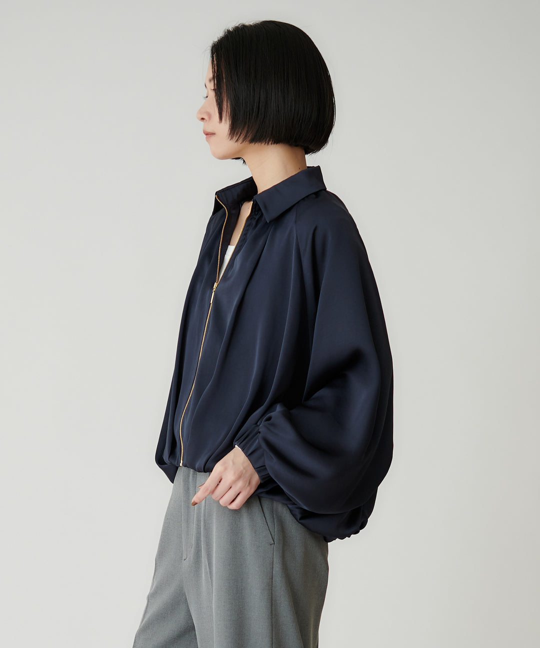 ヴィンテージサテン衿付きブルゾン