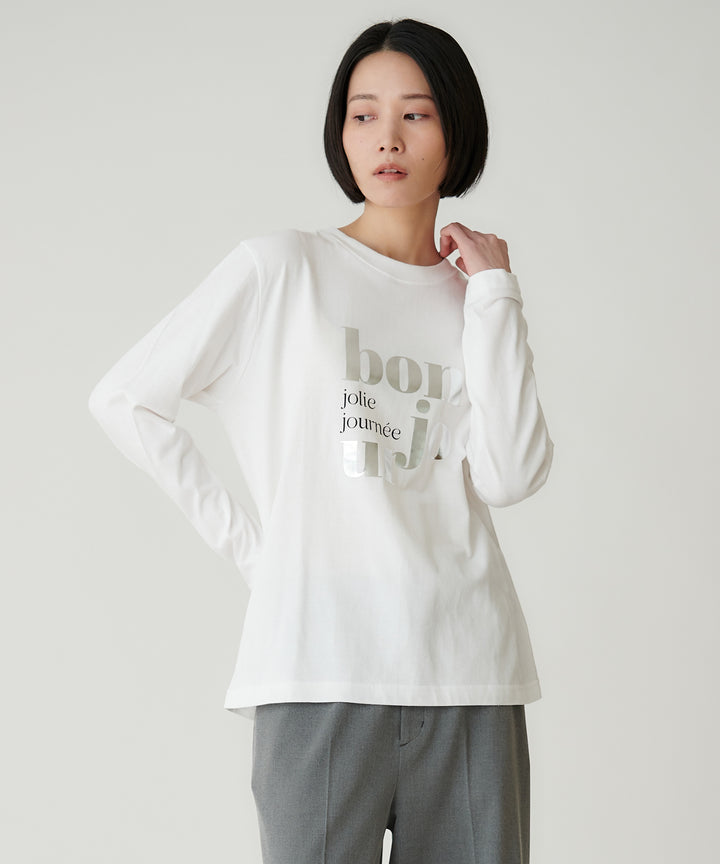 箔プリントロングスリーブTシャツ