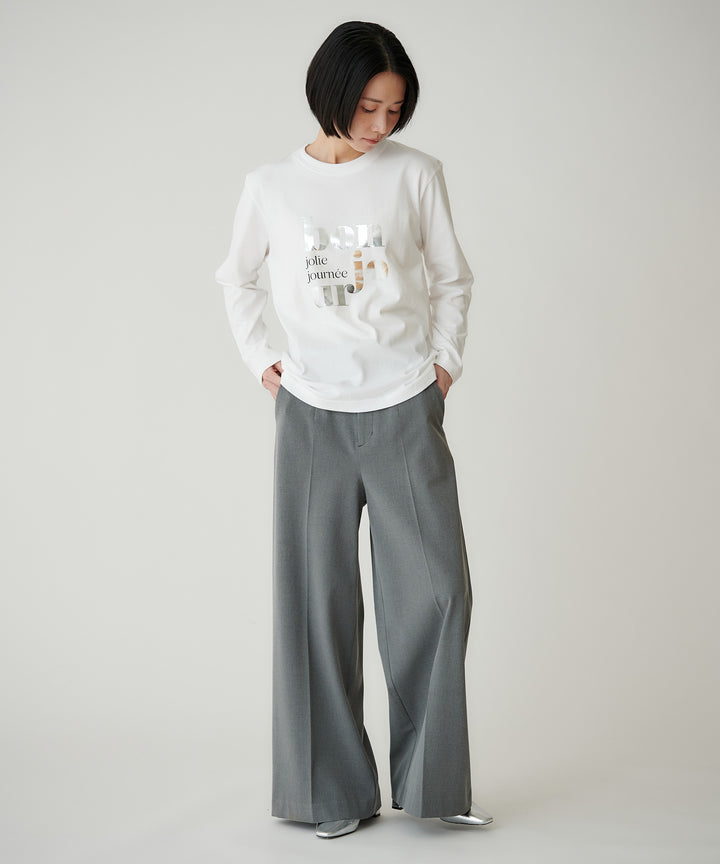 箔プリントロングスリーブTシャツ