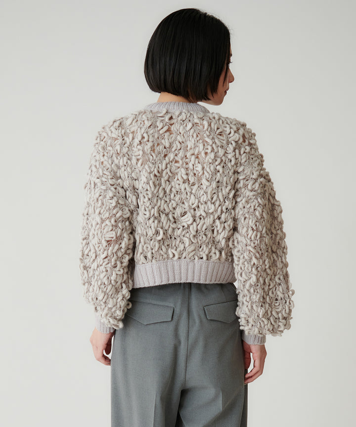 ハンドニットボリュームショートカーディガン