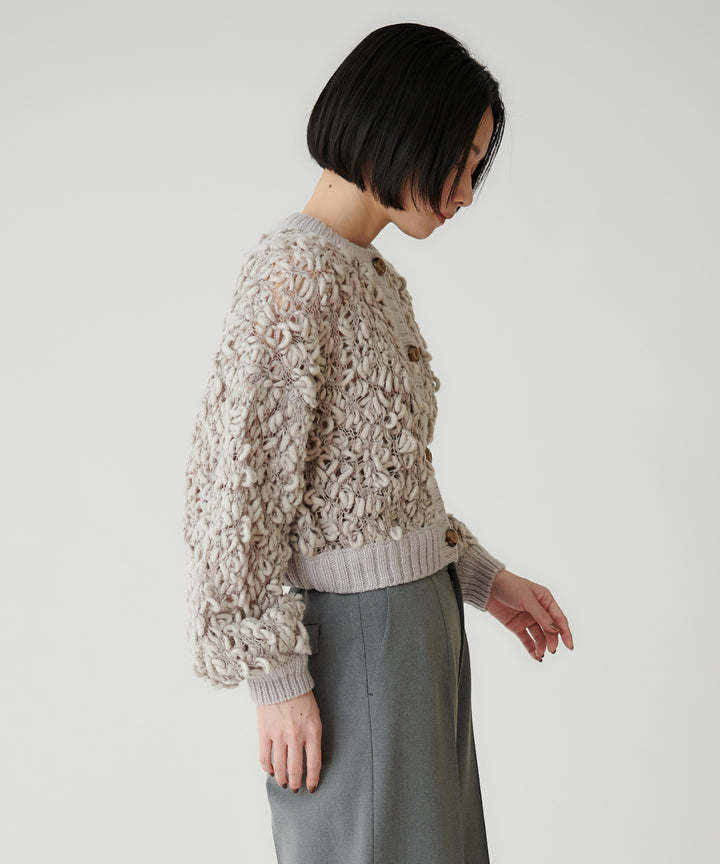 ハンドニットボリュームショートカーディガン