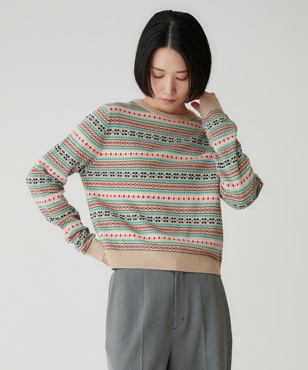 ポップカラーフェアアイル ショートニット