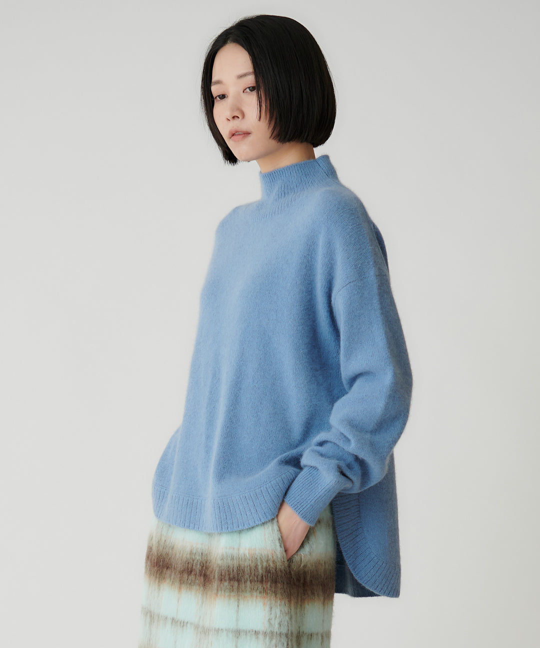 FOX混ラウンドヘムニットプルオーバー