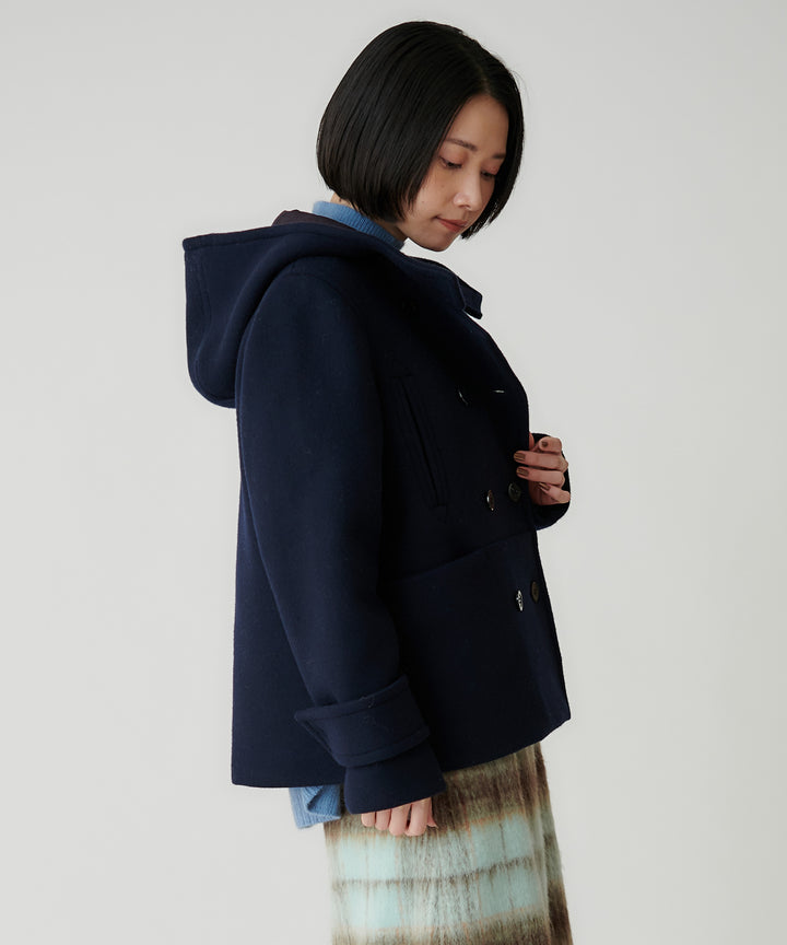 Super100's ウールメルトンフーデッドコート