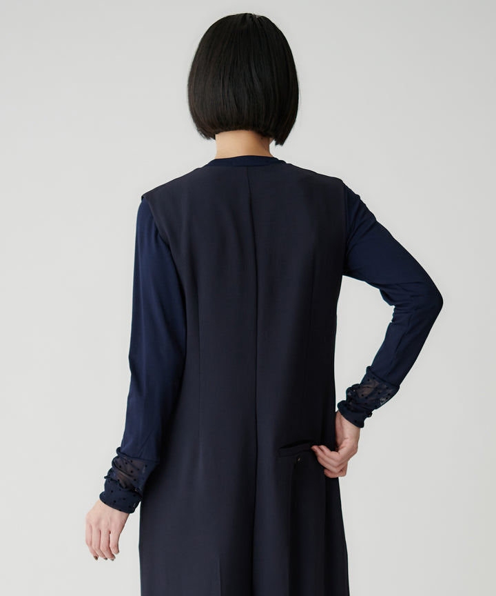 レイヤードフロッキードットスリーブカットソー