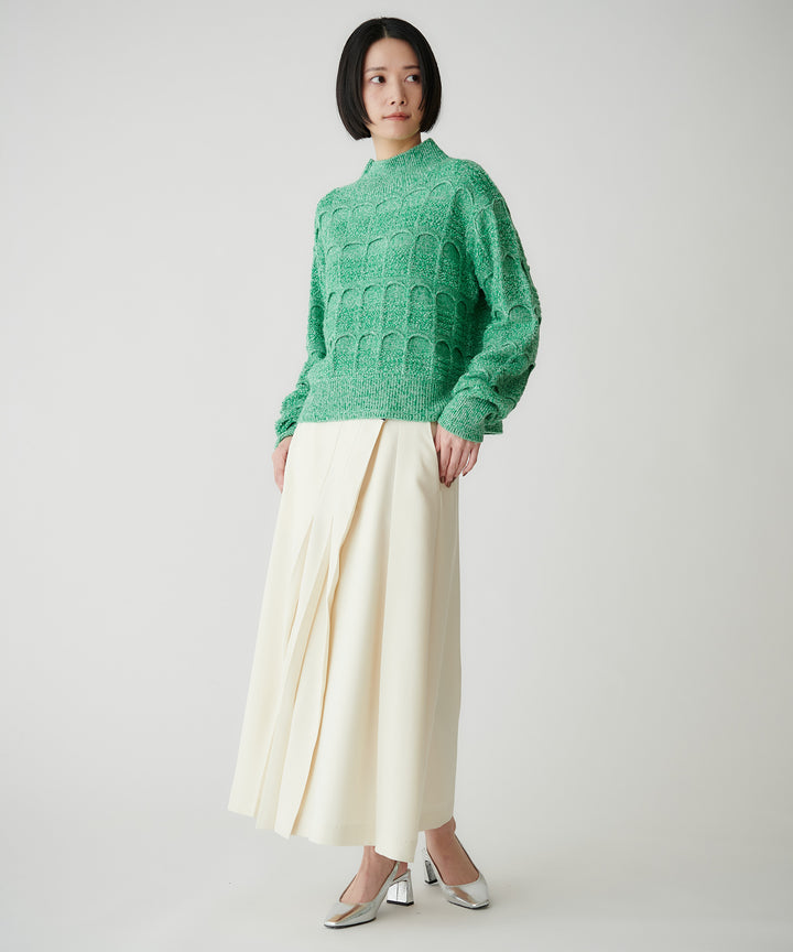 2色杢アーチ柄ショートニット