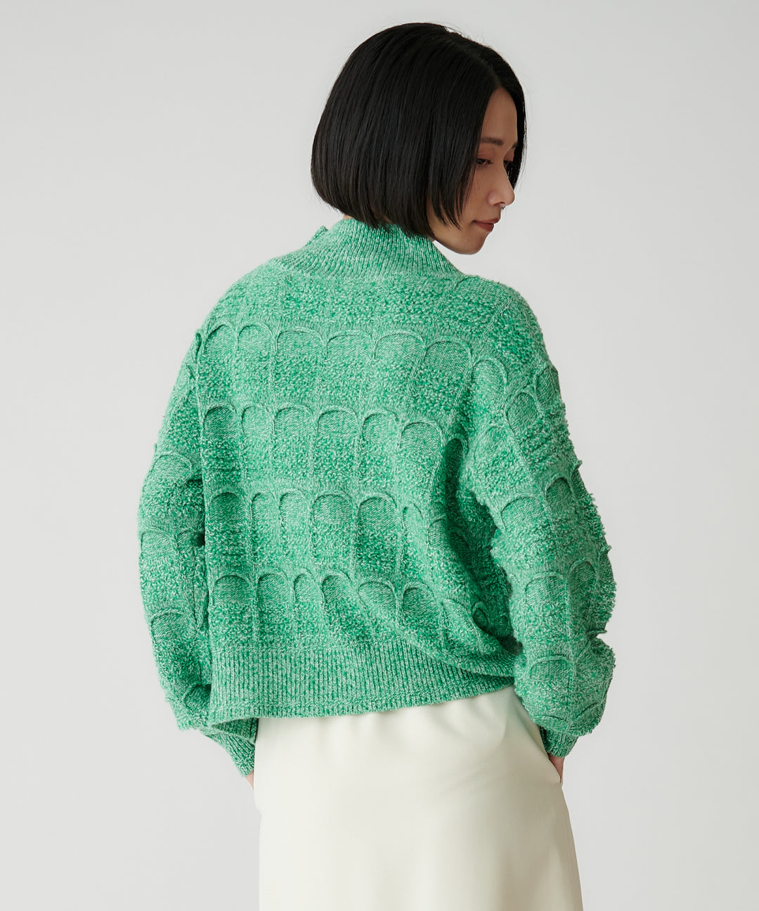 2色杢アーチ柄ショートニット